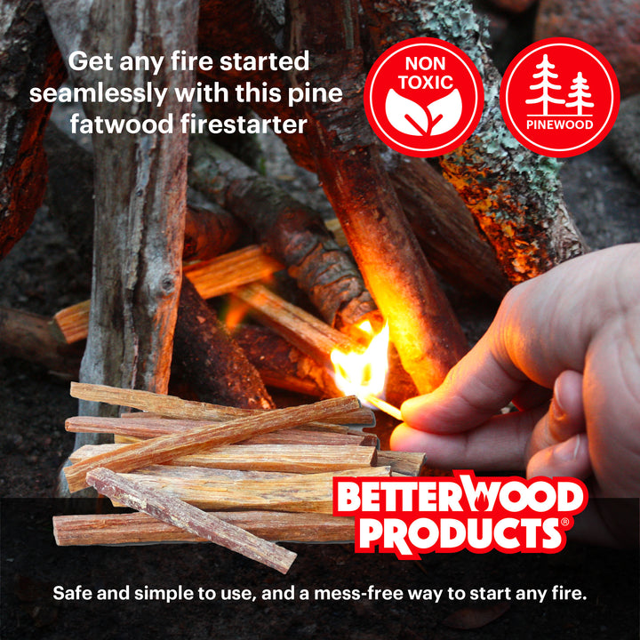 Better Wood Products Fatwood All Natural Fire Logs, Wood Fire Starter, 25 Pounds