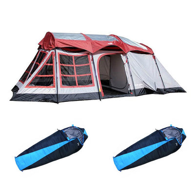 Tahoe Gear Glacier 14 Person Tent + Slumberjack 40 Degree Sleeping Bag (2 Pack)