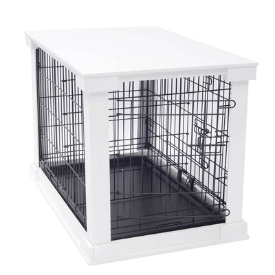 Zoovilla Decorative End Table Design Dog Cat Cage Kennel Crate, White (Open Box)