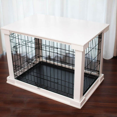 Zoovilla Decorative End Table Design Dog Cat Cage Kennel Crate, White (Open Box)