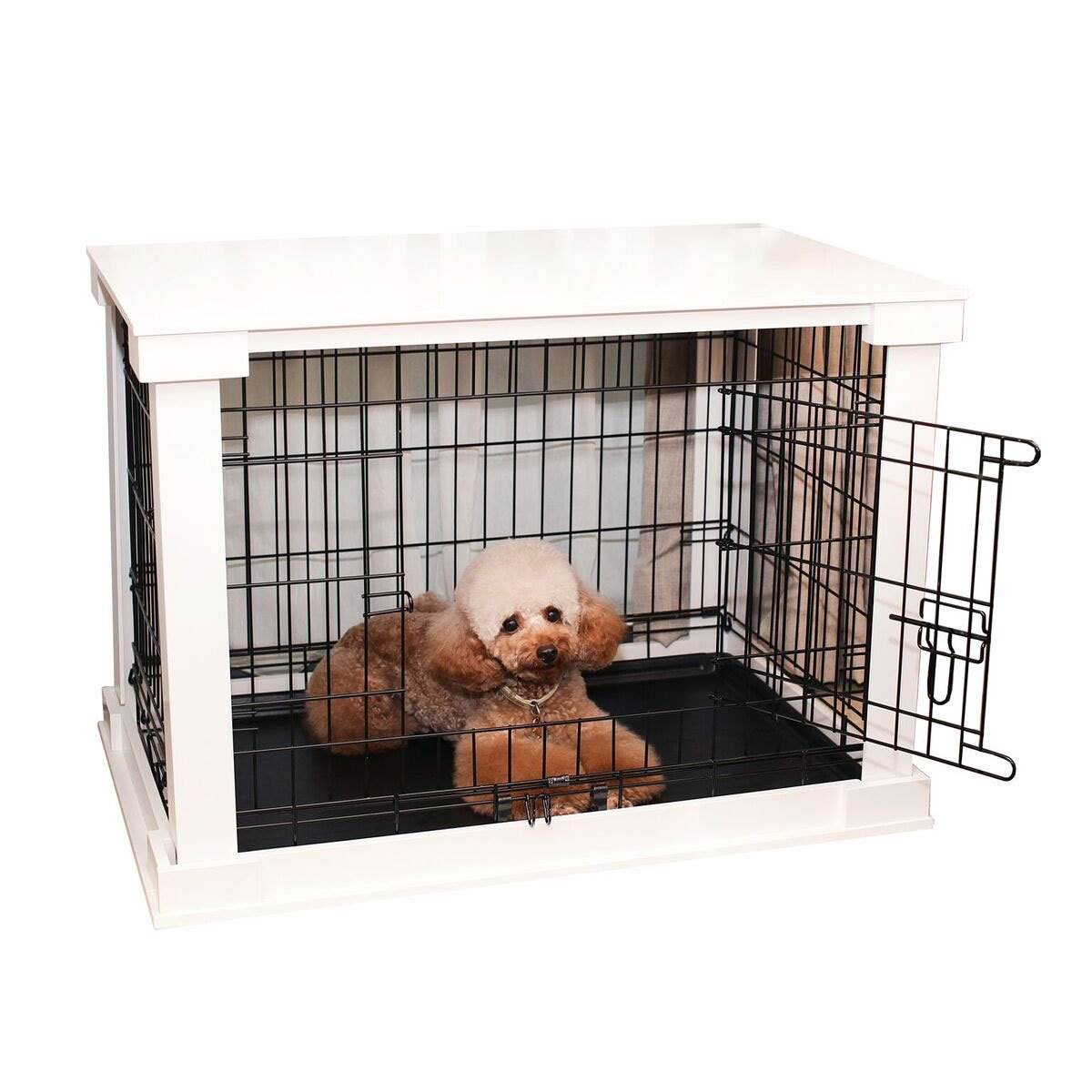 Zoovilla Decorative End Table Design Dog Cat Cage Kennel Crate, White (Open Box)
