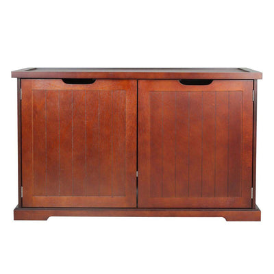 Merry Decorative Bench with Enclosed Cat Litter Washroom Box, Walnut (Used) - VMInnovations