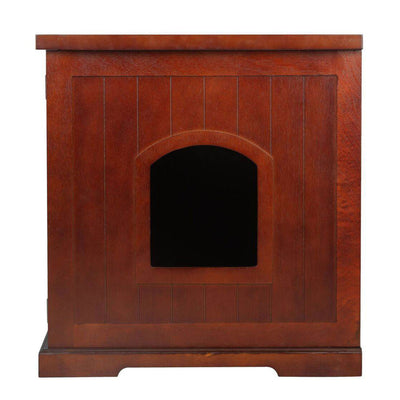 Merry Decorative Bench with Enclosed Cat Litter Washroom Box, Walnut (Used) - VMInnovations