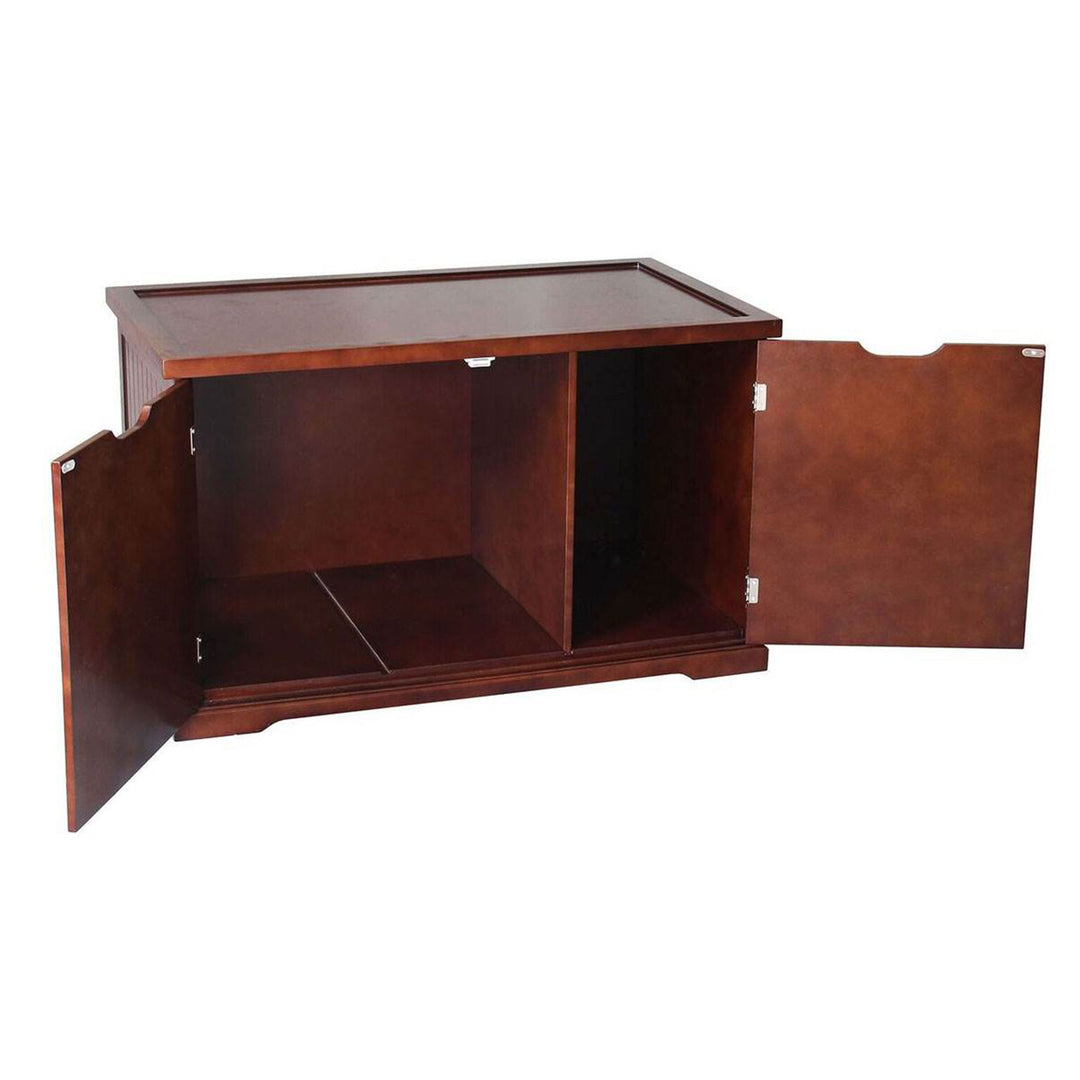 Merry Products Decorative Bench w/ Enclosed Cat Litter Box, Walnut (Open Box) - VMInnovations