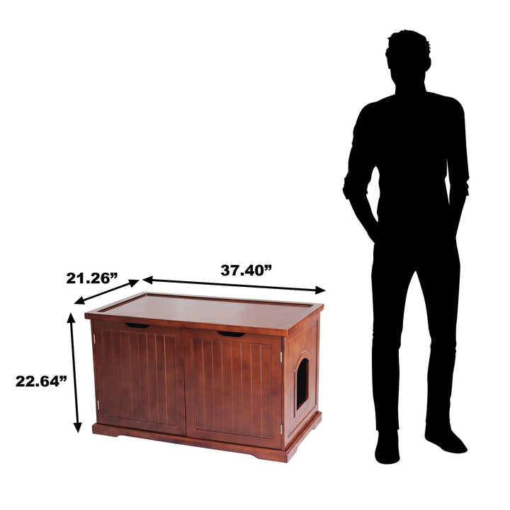 Merry Products Decorative Bench w/ Enclosed Cat Litter Box, Walnut (Open Box) - VMInnovations