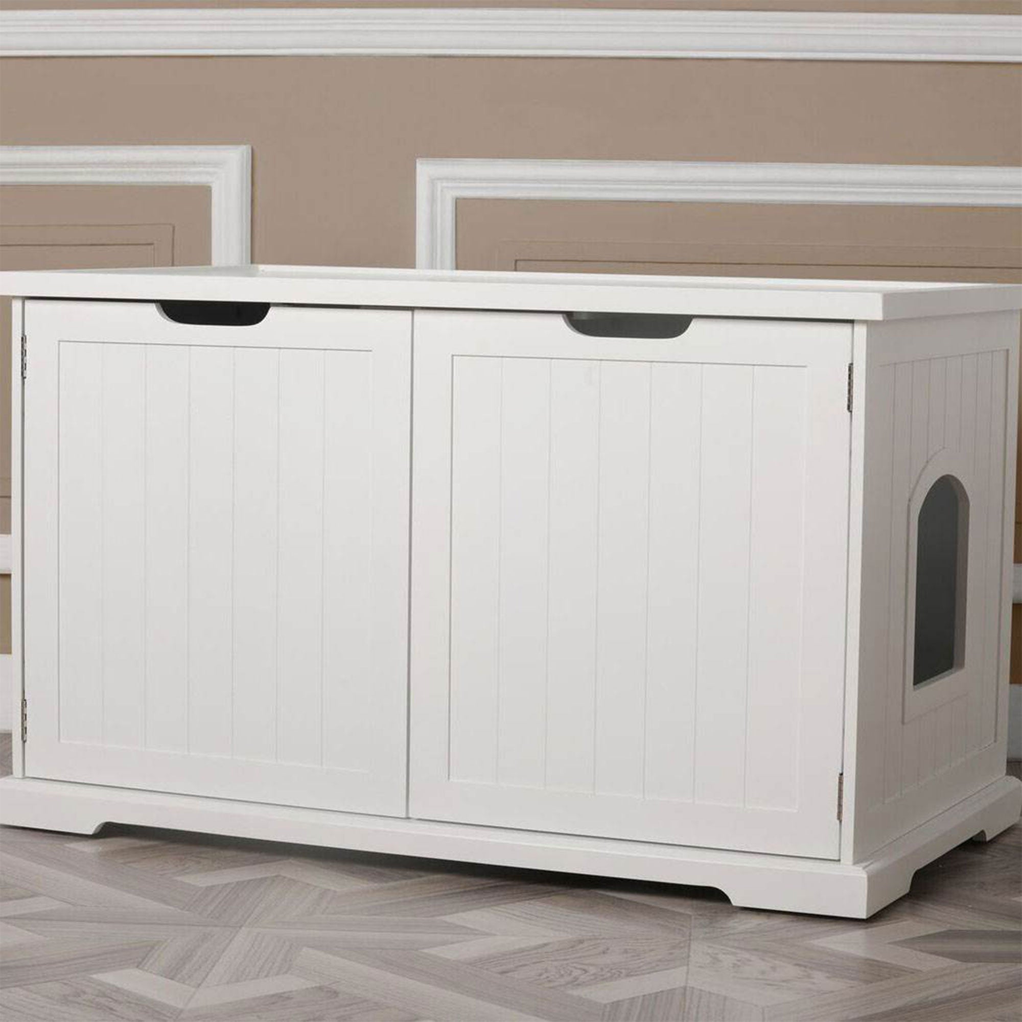 Merry Products Cat Washroom Bench w/ Cat Litter Box, White (Open Box) (2 Pack)