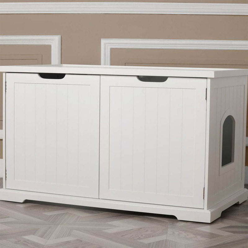 Merry Products Cat Washroom Bench w/ Enclosed Cat Litter Box, White (Open Box)