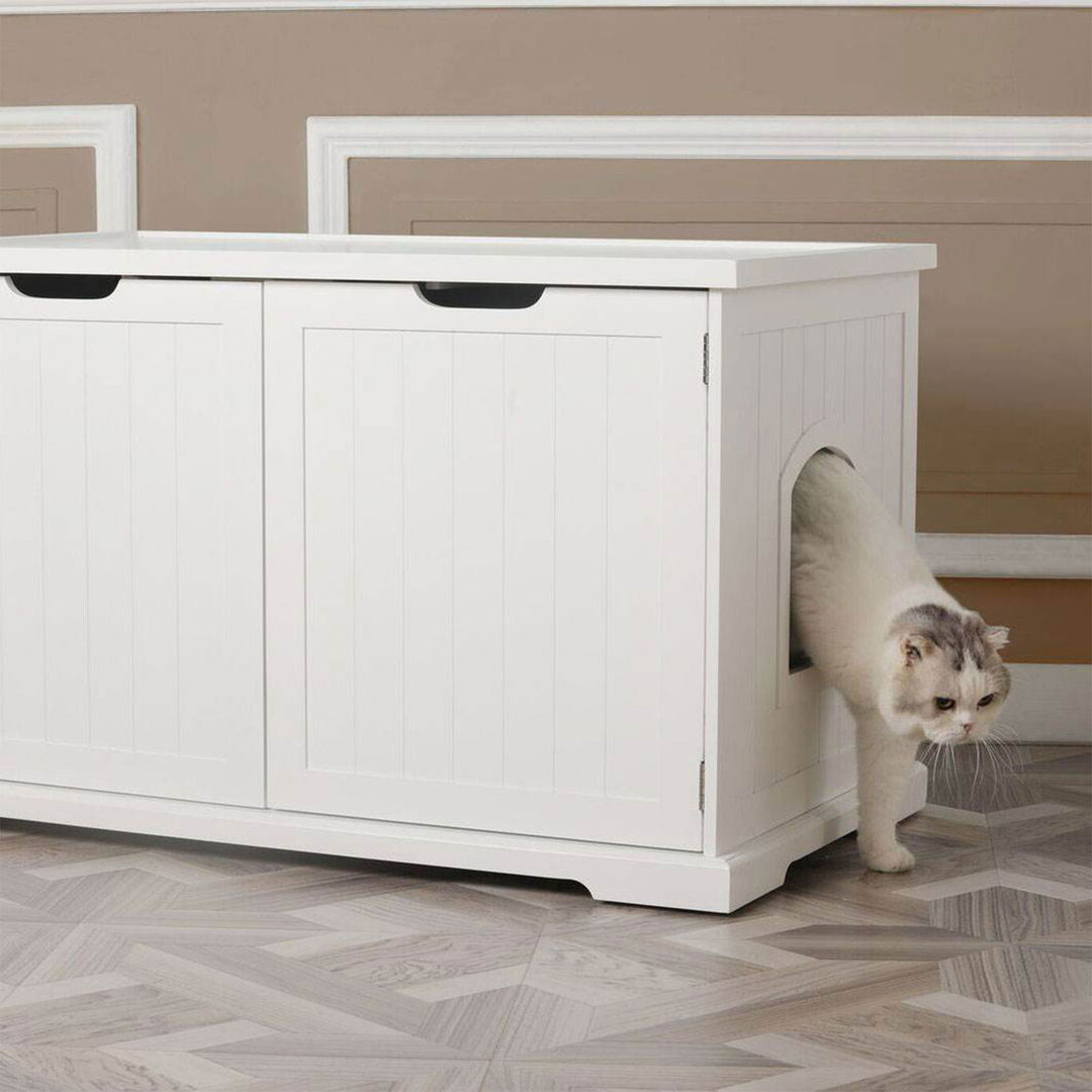 Merry Products Decorative Bench w/ Enclosed Cat Litter Washroom Box, White(Used)