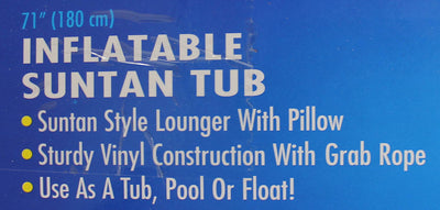 Swimline 71" Swimming Pool Inflatable Suntan Tub Lounge Water Raft Float (Used)