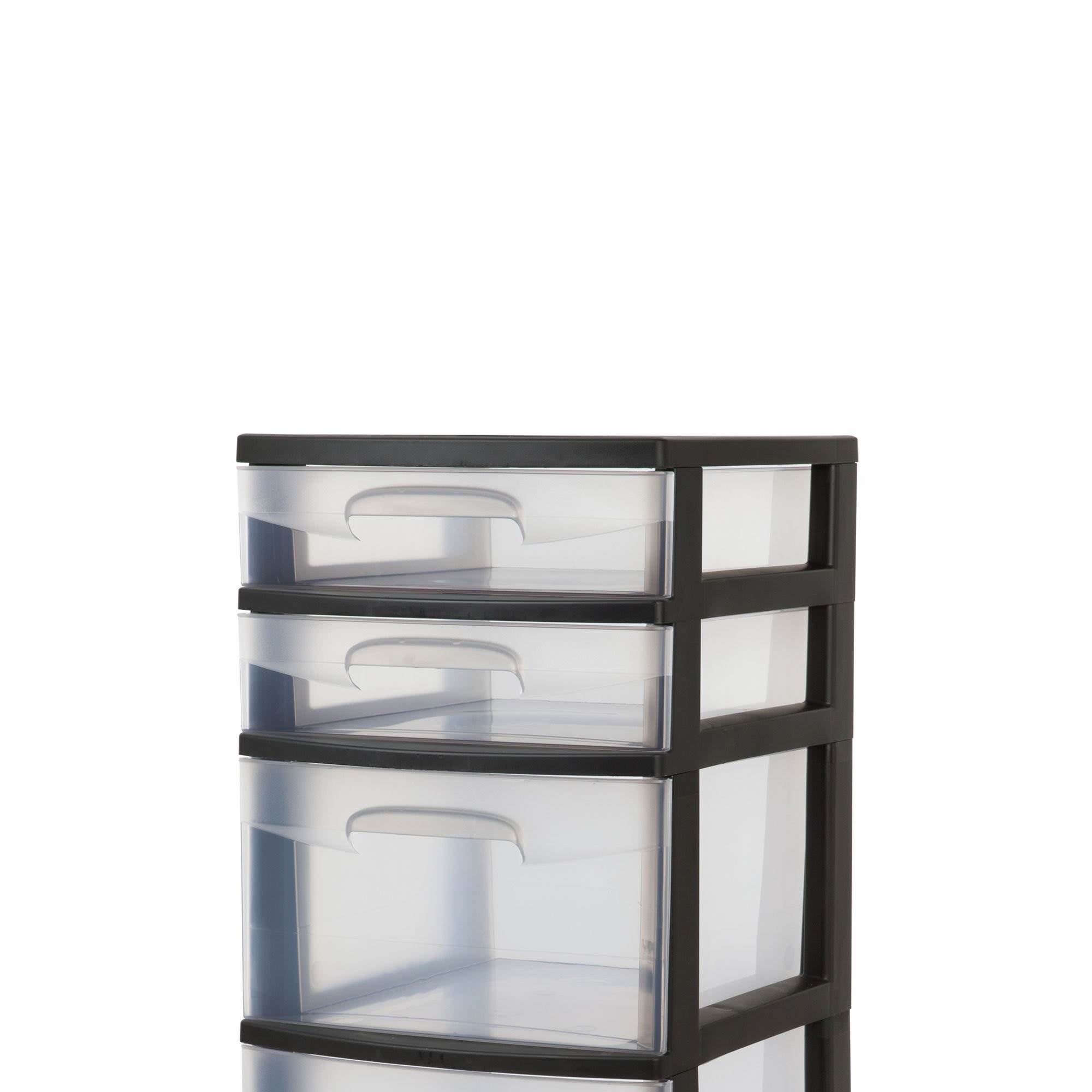 Sterilite 5 Drawer Tower Plastic Home Storage Organizer, Black (Open Box)