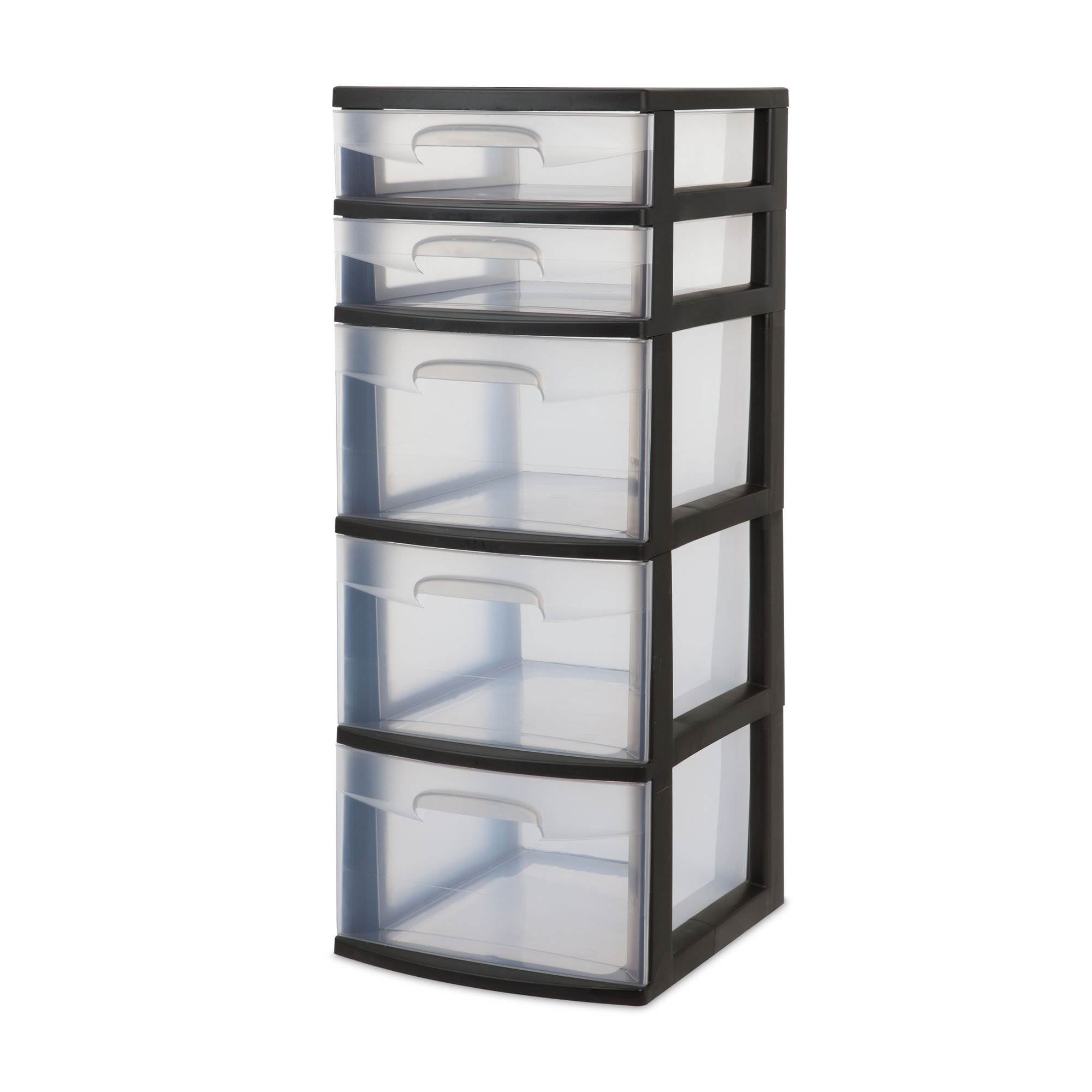 Sterilite 5 Drawer Tower Plastic Home Storage Organizer, Black (Open Box)
