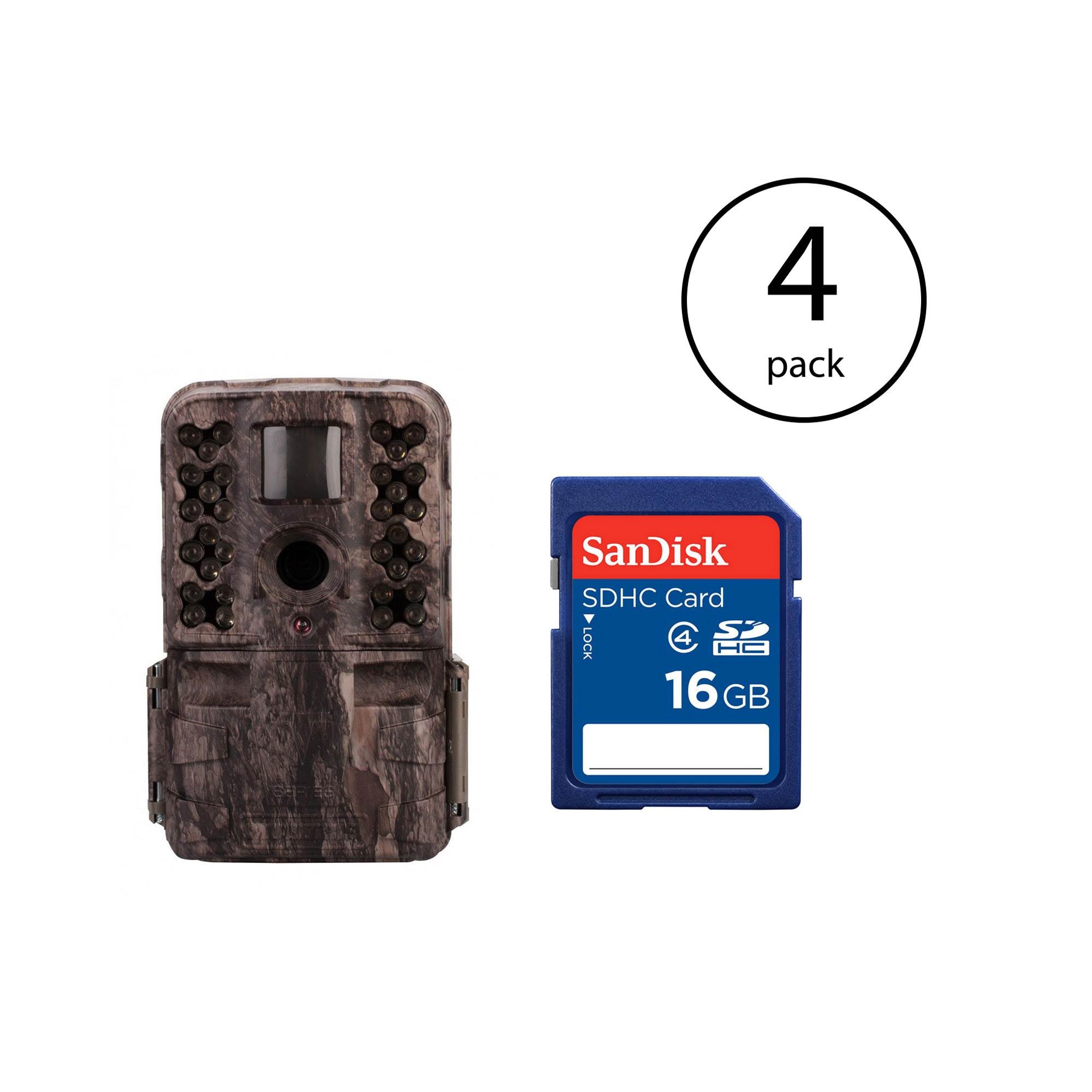 Moultrie M-50i 20MP Game Camera, Pine Bark Camo (4 Pack) + 16GB SD Card (4 Pack)