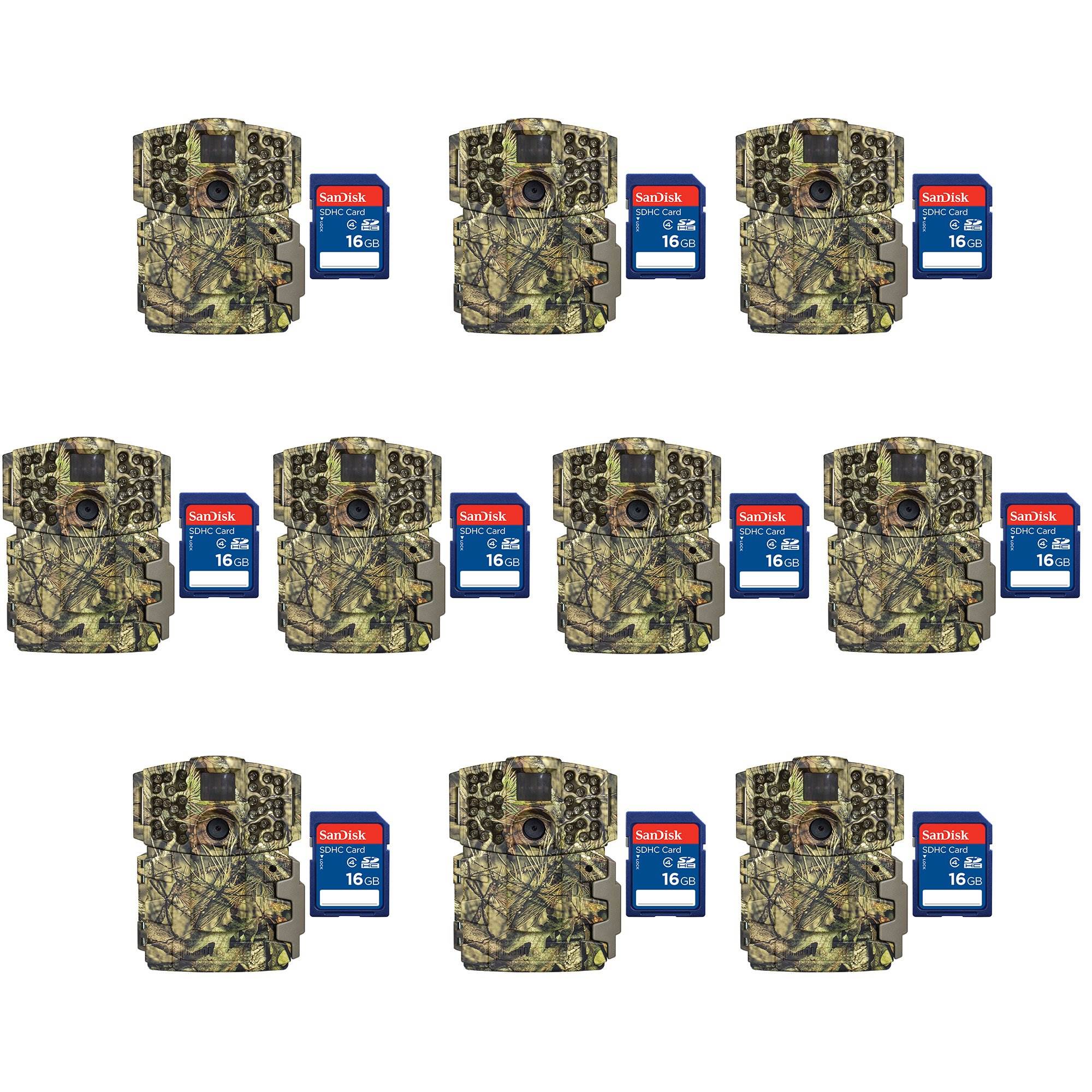 (10) Moultrie No Glow Invisible Mini IR Trail Game Cameras w/ 16GB SD Cards
