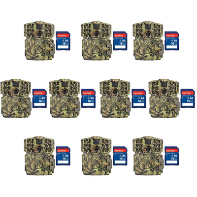 (10) Moultrie No Glow Invisible Mini IR Trail Game Cameras w/ 16GB SD Cards