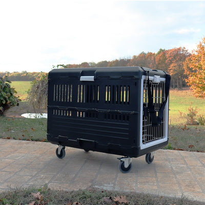 Collapsible Pet Carrier & Crate for Large Dogs & Cats w/ Travel Kit, (Open Box) - VMInnovations