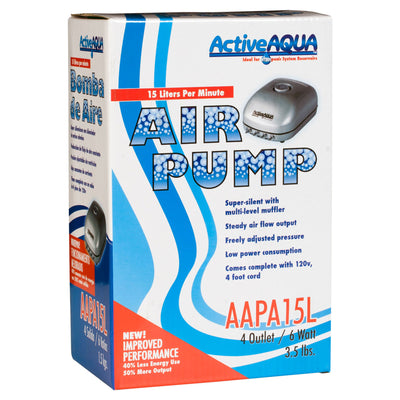 Hydrofarm Active Aqua AAPA15L 6W 240 GPH Hydroponic Aquarium 4 Outlet Air Pump