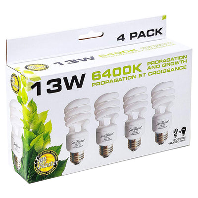SunBlaster 13 Watt CFL Indoor Plant Grow Lamp Natural Light 4 Bulb Set (12 Pack)