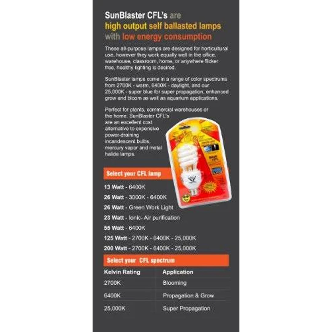 SunBlaster SL0900151 13 Watt Indoor Plant Grow Light Set with 4 CFL Lightbulbs