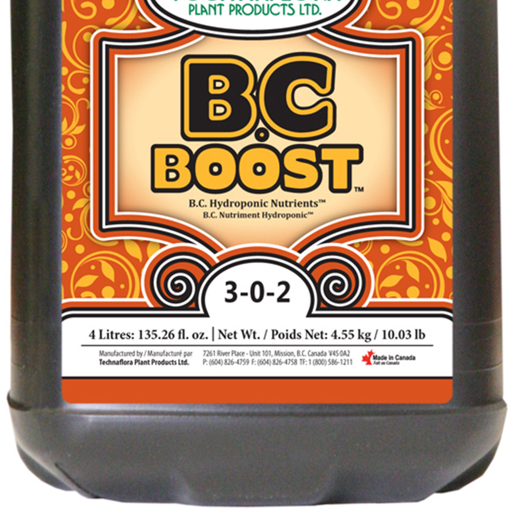 Hydrofarm TFBCBST4L Technaflora B.C. Boost Plant Fertilizer Formula, 4 Liters