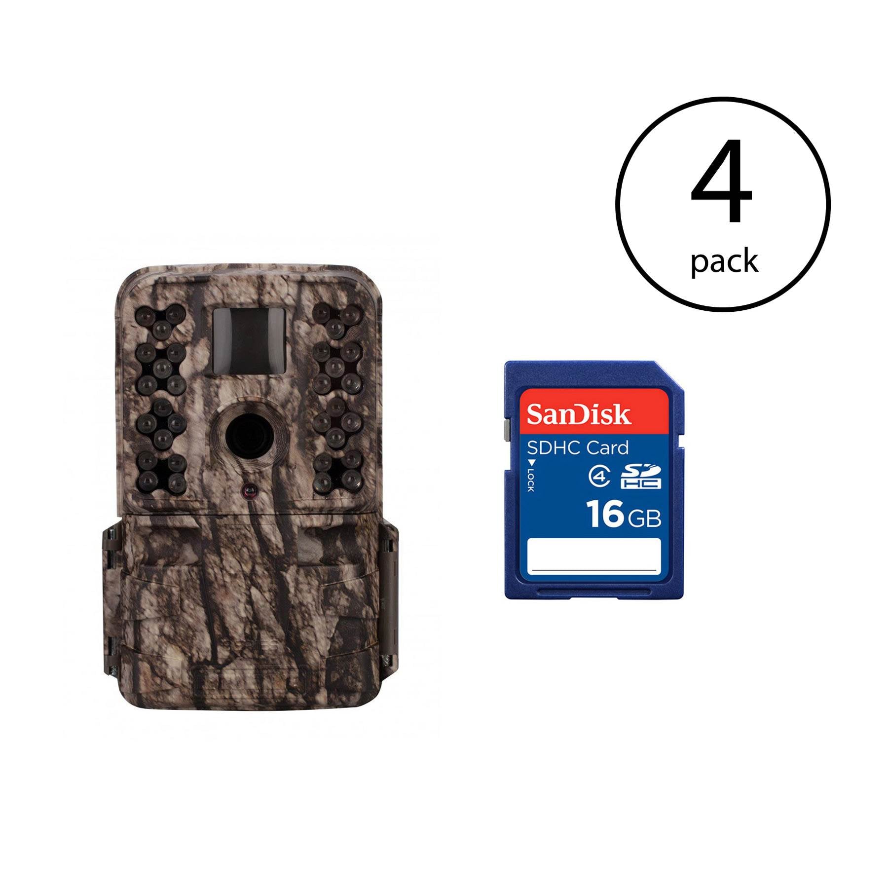 Moultrie M-50 20MP Infrared Game Trail Camera (4 Pack) + 16GB SD Card (4 Pack)