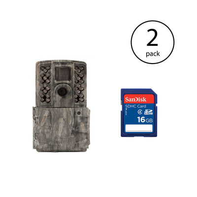 Moultrie 14MP Invisible Game Camera, Pine Bark (2 Pack) +  16GB SD Card (2 Pack)