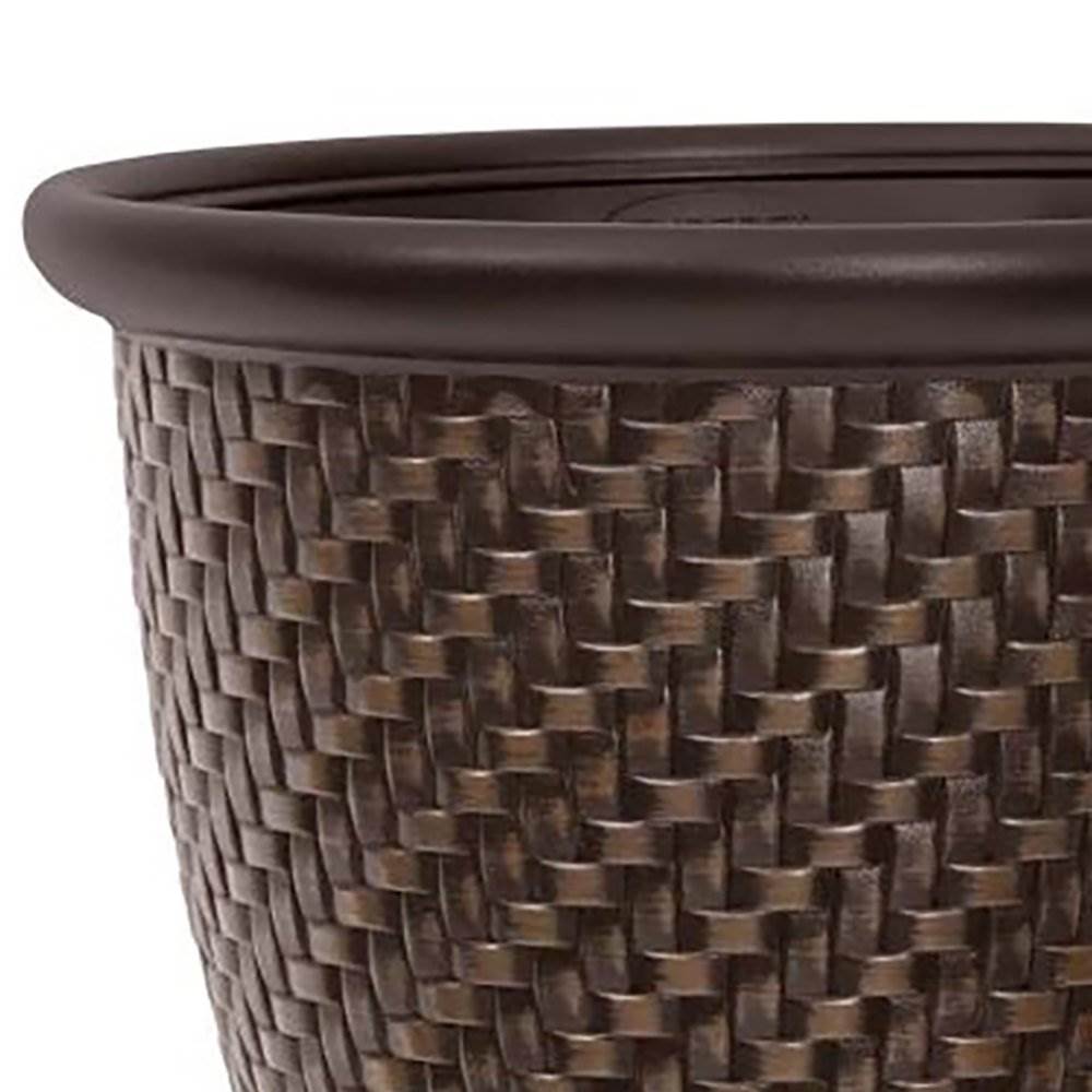 Suncast 1807J4 18 x 16.5 Inch Wicker Resin Flower Pot Garden Planter, Dark Brown - VMInnovations