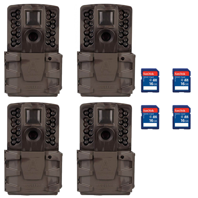 Moultrie A-40 Pro 14MP Low Glow Infrared Game Trail Camera with SD Card (4 Pack)
