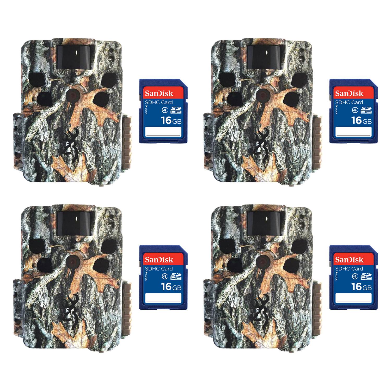 Browning Dark Ops HD Pro 18MP Video IR Game Trail Camera (4 Pack) + SD Cards