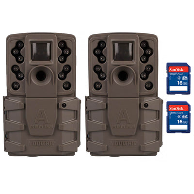 Moultrie A-25i 12MP Low Glow Infrared Game Trail Camera with SD Card (2 Pack)