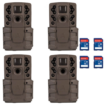 Moultrie A-25i 12MP Low Glow Infrared Game Trail Camera with SD Card (4 Pack)