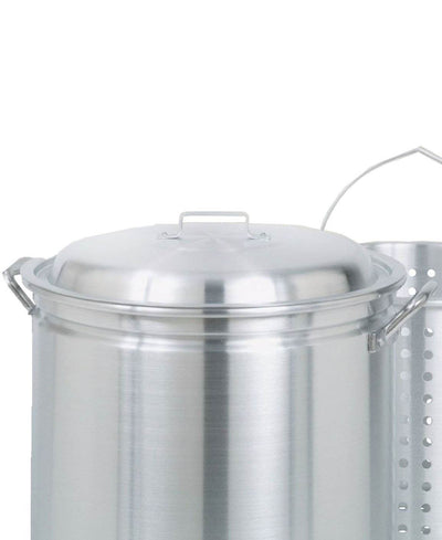 Bayou Classic Large 42 Quart Aluminum Stockpot Soup Pot with Lid and Basket
