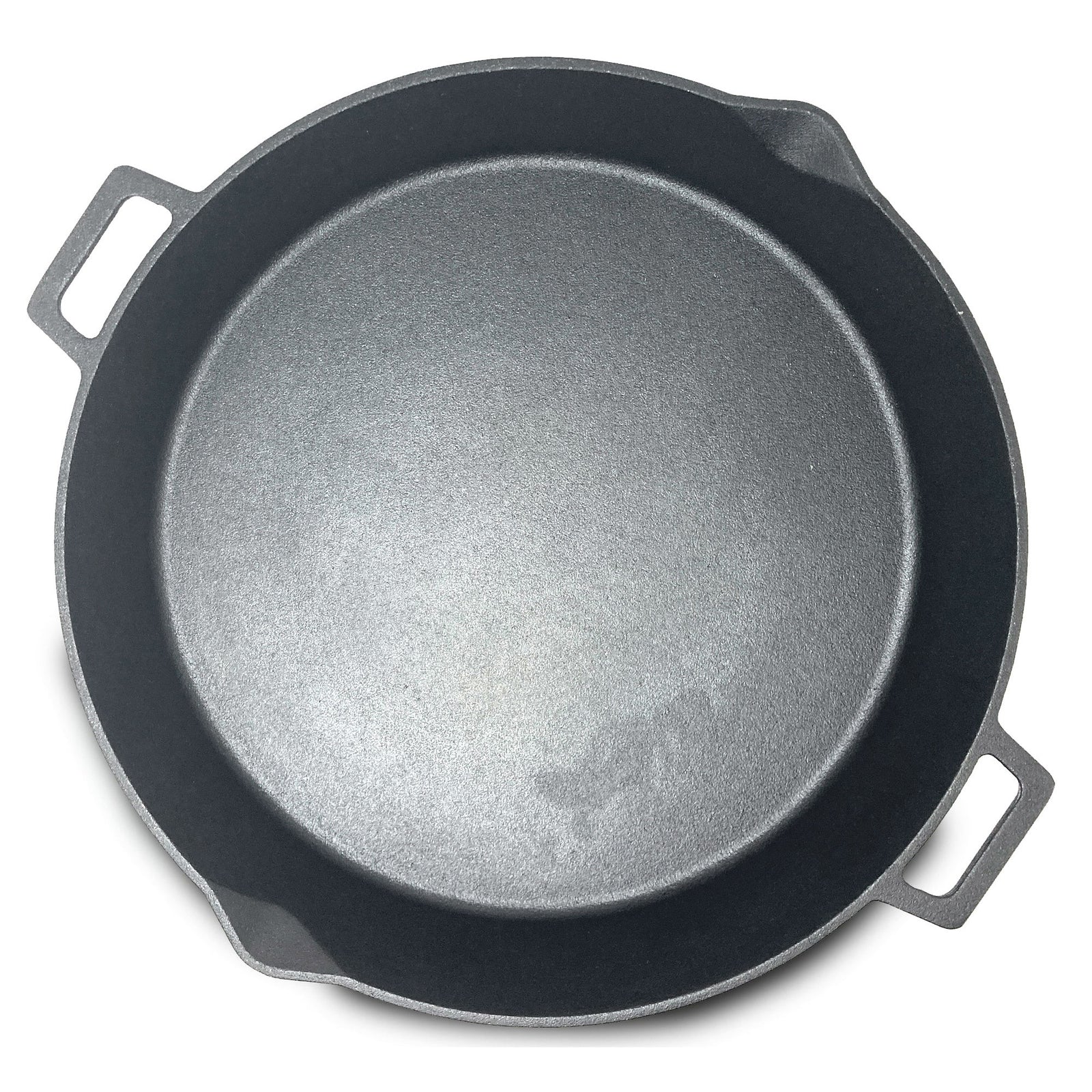 Bayou Classic 16 Inch Double Handled Cast Iron Skillet with Pour Spouts, Black - VMInnovations
