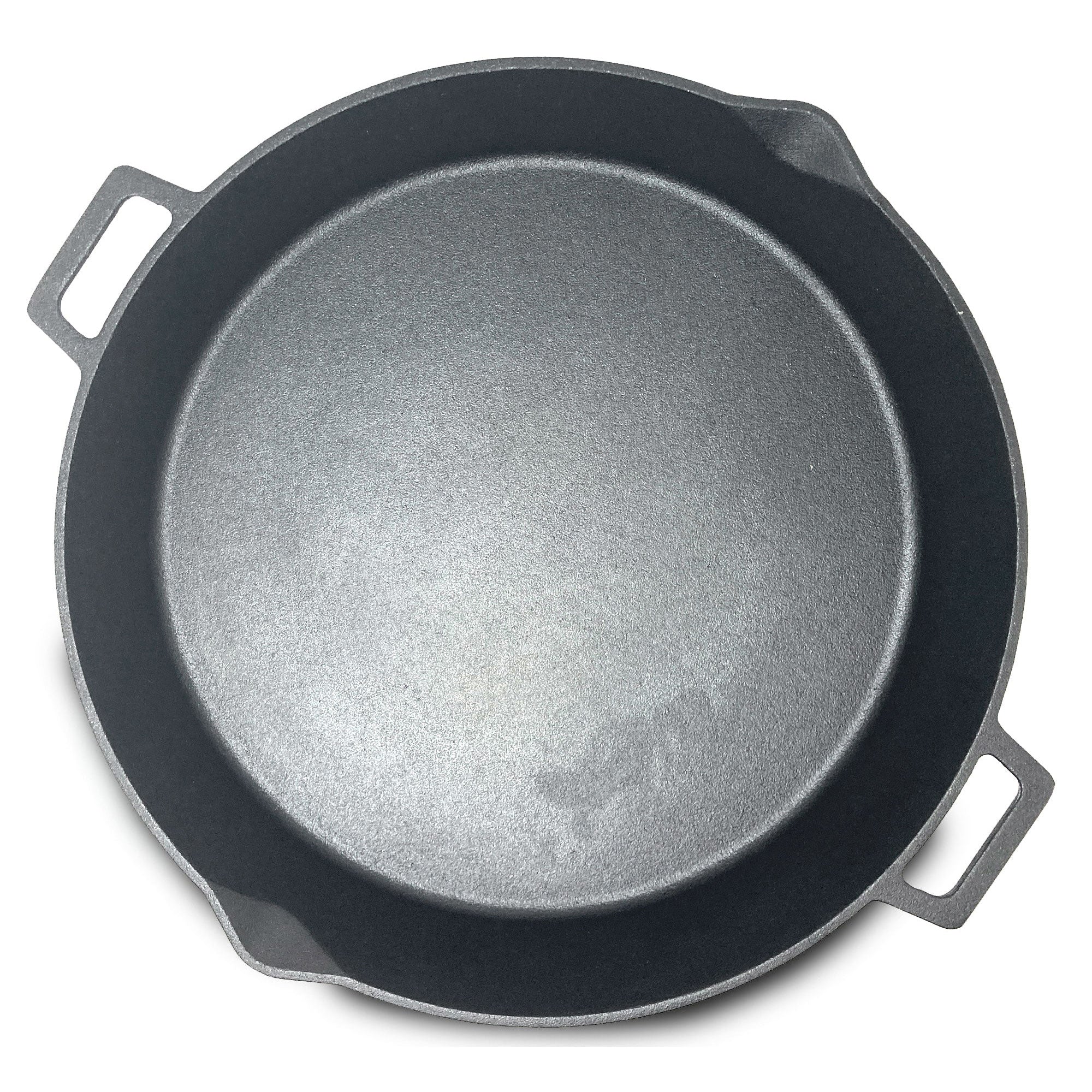 Bayou Classic 16 Inch Double Handled Cast Iron Skillet with Pour Spouts, Black - VMInnovations