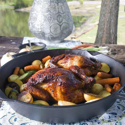 Bayou Classic 16 Inch Oven Safe Cast Iron Skillet Saucepan Cooking Pot, Black (Refurbished)
