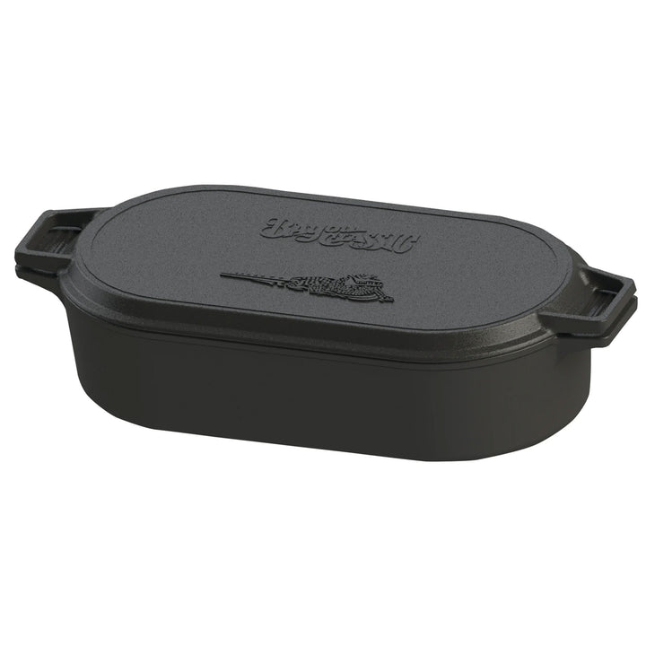 Bayou Classic 7477 6 Quart Cast Iron Oval Fryer with Lid, Black (Used)