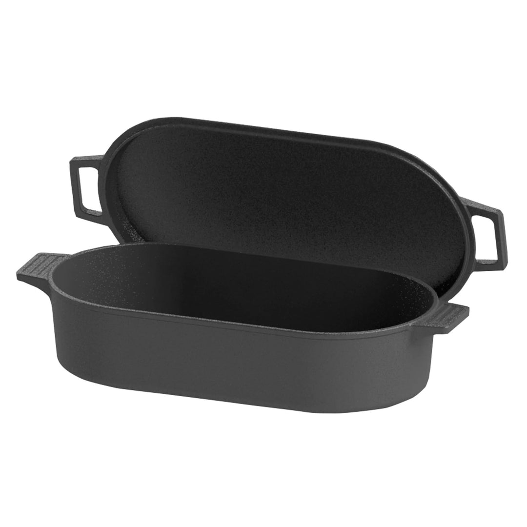 Bayou Classic 7477 6 Quart Cast Iron Oval Fryer with Lid, Black (Used)