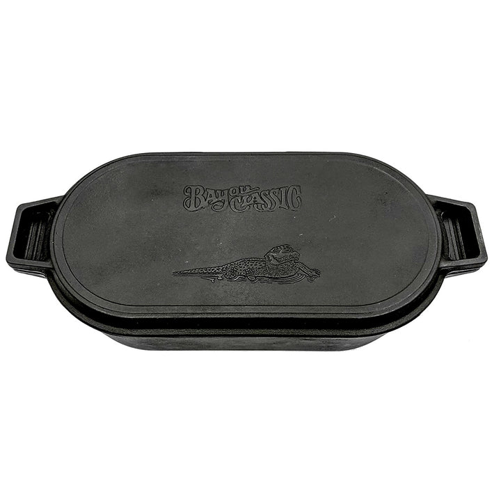 Bayou Classic 6 Quart Large Cast Iron 17"x 9.25" Oval Fryer w/ Lid (Open Box)