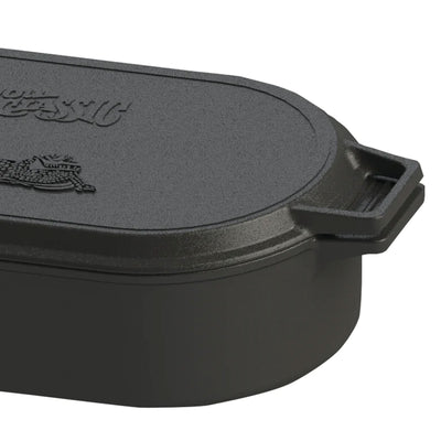 Bayou Classic 7477 6 Quart Large Cast Iron 17 In x 9.25 In Oval Fryer with Lid - VMInnovations