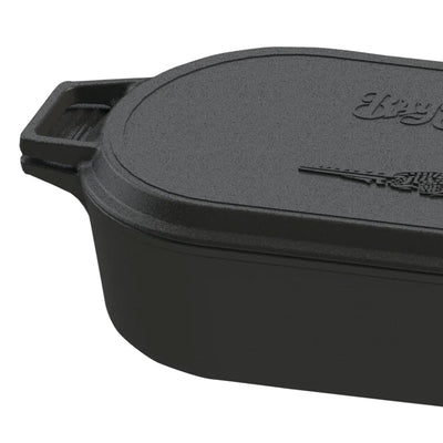 Bayou Classic 7477 6 Quart Large Cast Iron 17 In x 9.25 In Oval Fryer with Lid - VMInnovations