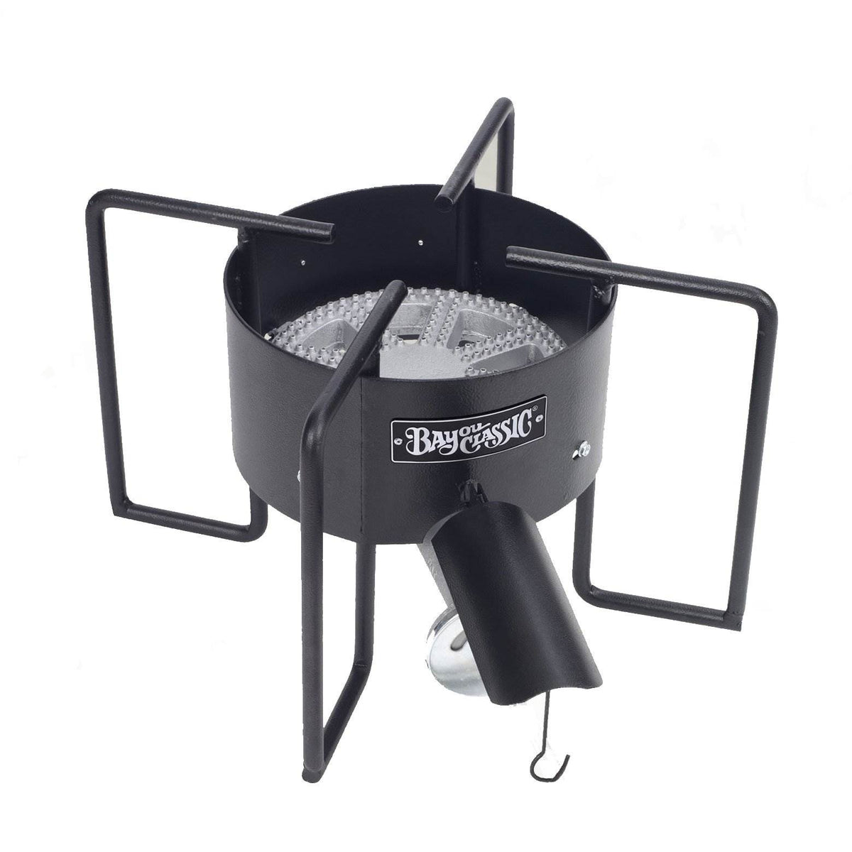 Bayou Classic Cast Iron Banjo Propane Burner 22 Inch Cooker with Hose Guard