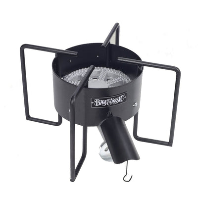 Bayou Classic Cast Iron Banjo Propane Burner 22 Inch Cooker with Hose Guard