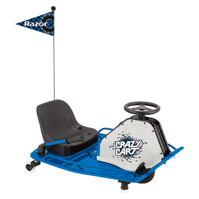 Razor Electric Bucket Seat High Torque Motor Drifting Crazy Cart, Blue (Used) - VMInnovations