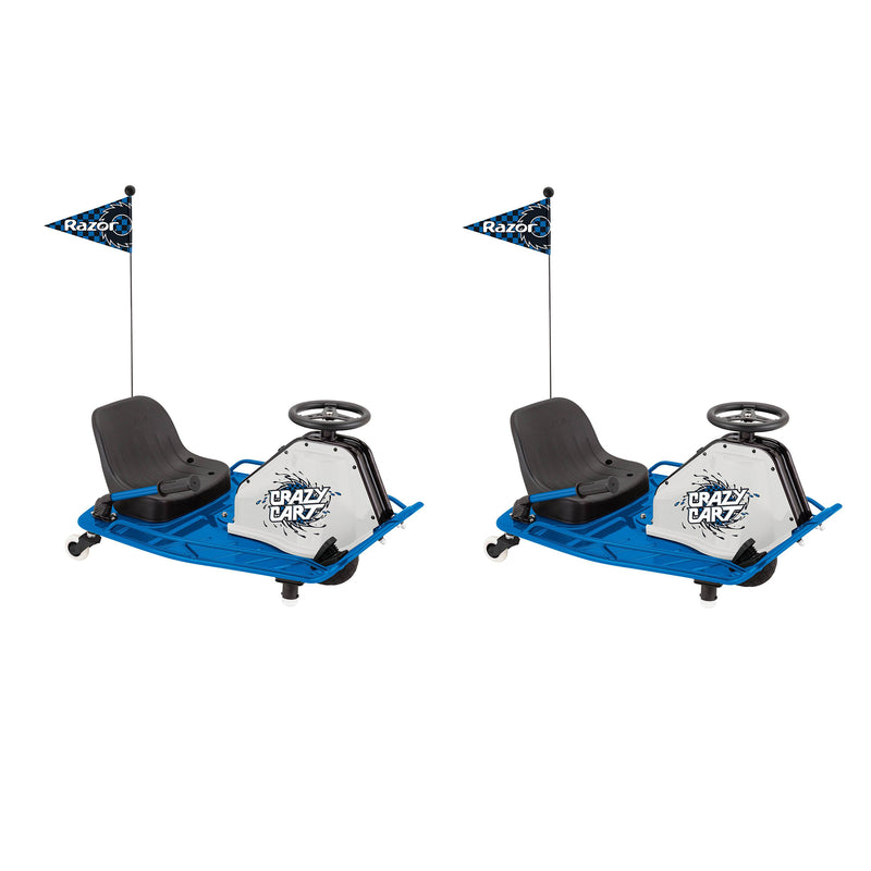 Razor High Torque Motorized Drifting Crazy Cart with Drift Bar, Blue (2 Pack)