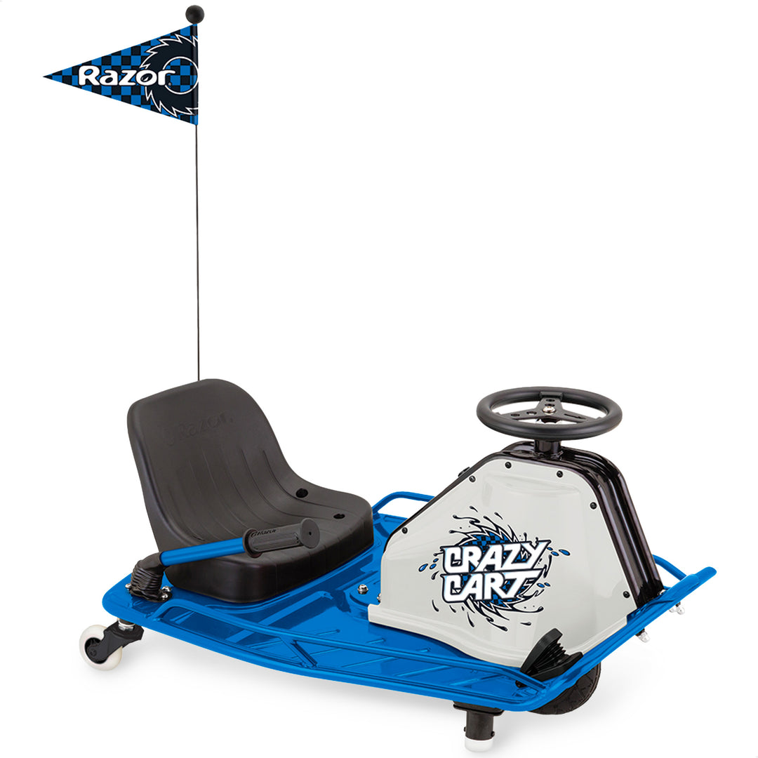 Razor High Torque Motorized Drifting Crazy Cart with Drift Bar for Adults, Blue