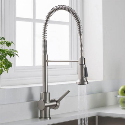 Kraus Britt Single Handle Kitchen Sink Faucet Stainless Steel Finish (Open Box)