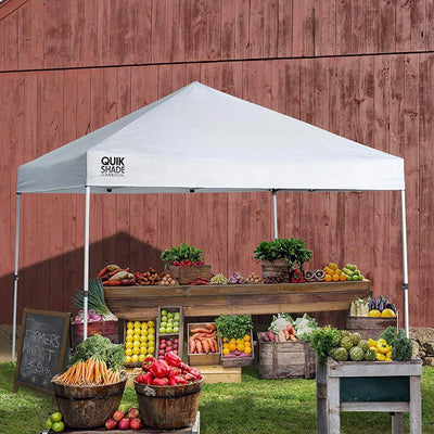 ShelterLogic C100 10 x 10 Foot Straight Leg Pop Up Canopy, White (Open Box) - VMInnovations