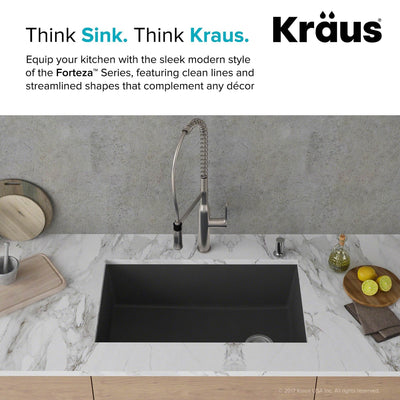 Kraus Forteza 32" UV Protected Single Bowl Granite Kitchen Sink, Grey (Damaged)