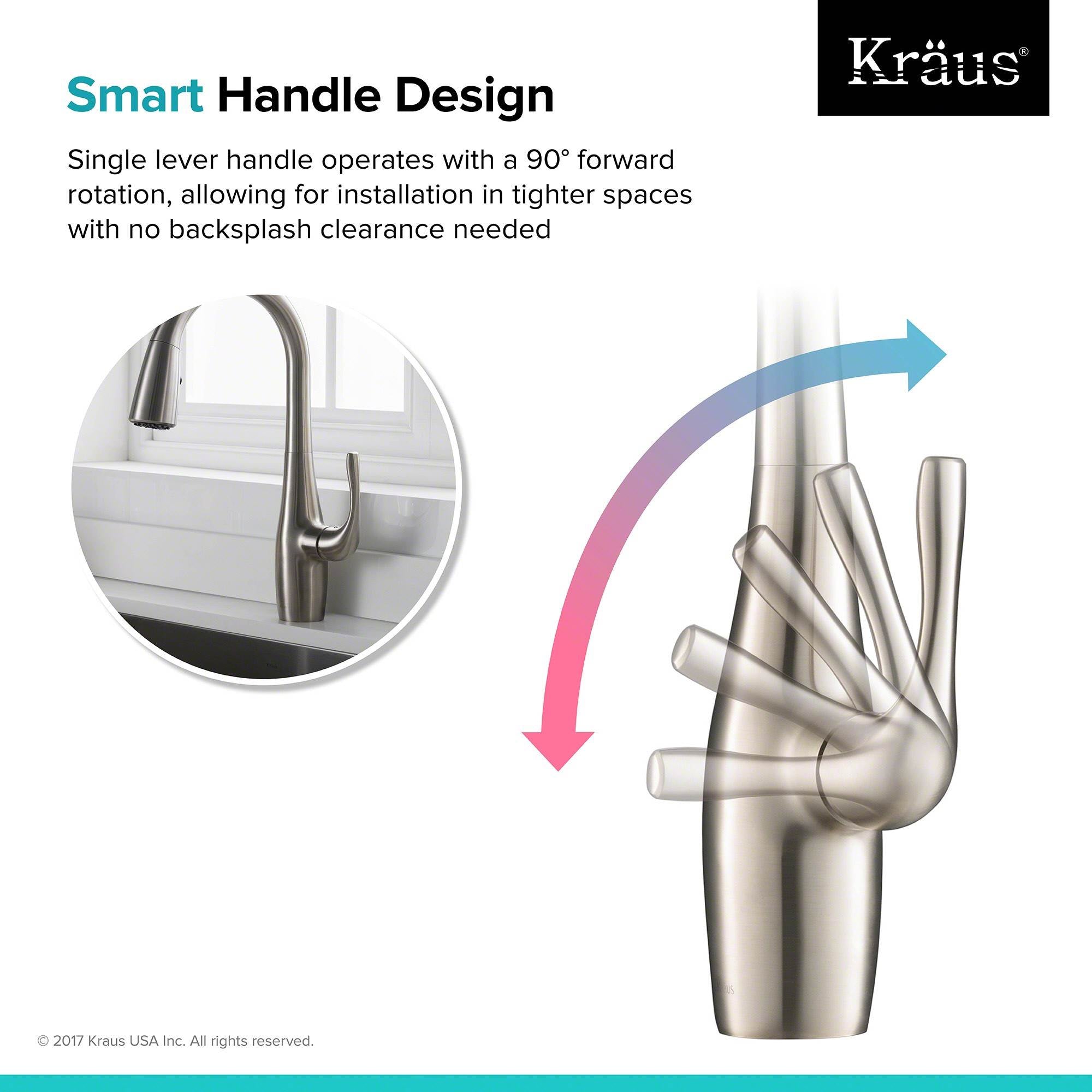 Kraus Esina Single Handle Pull Down Stainless Steel Dual Function Faucet, Silver