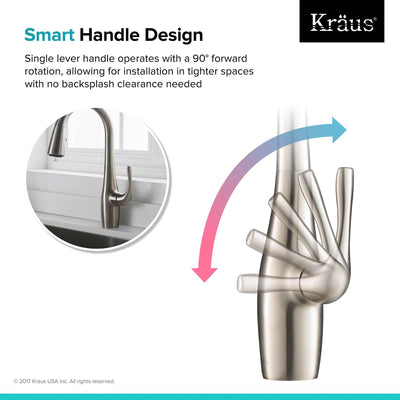 Kraus Esina Single Handle Pull Down Stainless Steel Dual Function Faucet, Silver