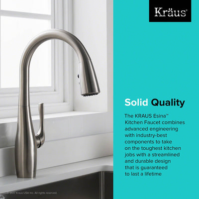 Kraus Esina Single Handle Pull Down Stainless Steel Dual Function Faucet, Silver